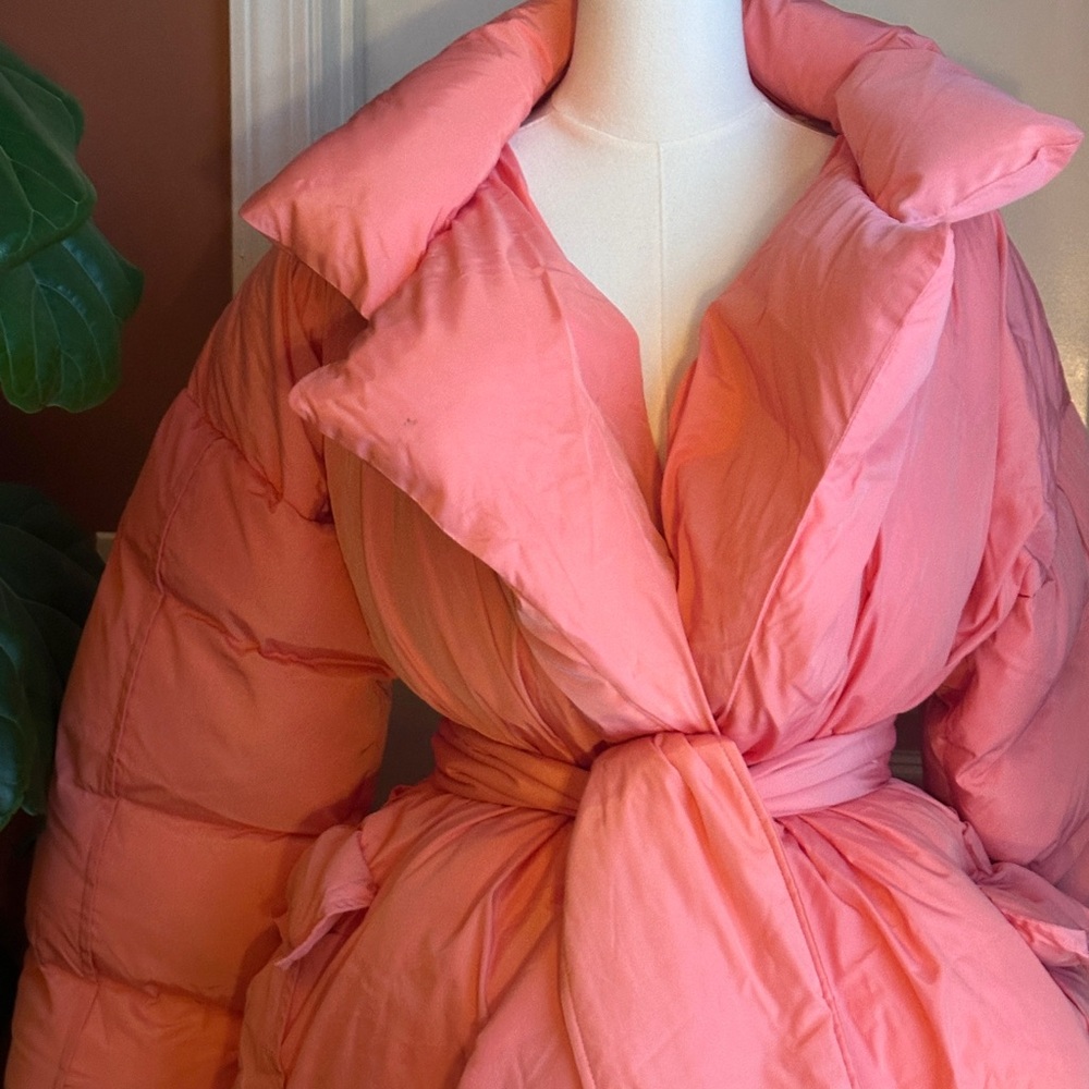 BBX flamingo Pink Belted Women's Puffer Coat - Picture 2 of 6